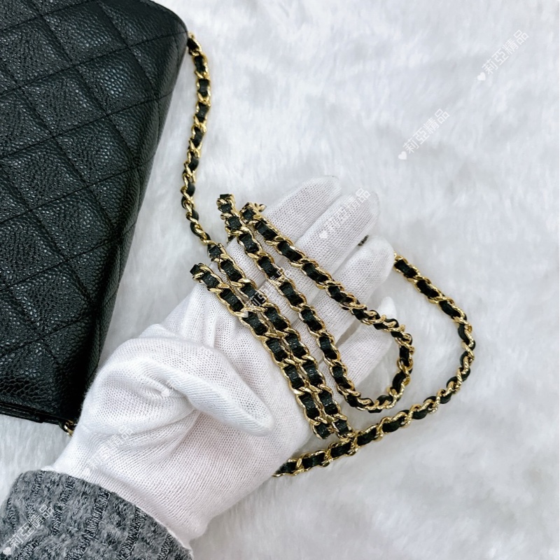莉亞精品♡Chanel AP0250 經典黑金WOC 二手-11