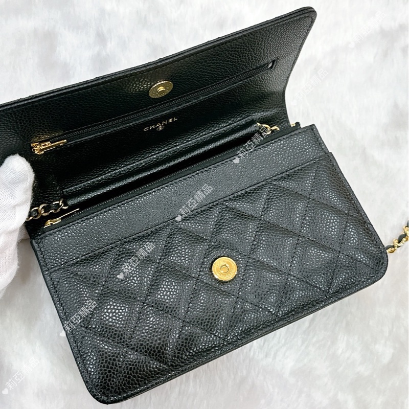 莉亞精品♡Chanel AP0250 經典黑金WOC 二手-15