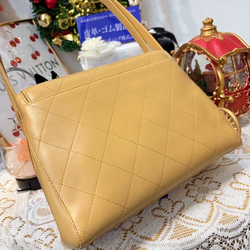 Chanel 香奈兒 Kelly 中古 奶茶色 米色 老香 腋下-8