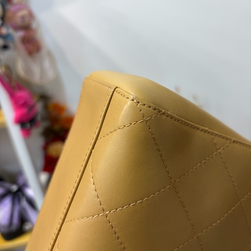 Chanel 香奈兒 Kelly 中古 奶茶色 米色 老香 腋下-12