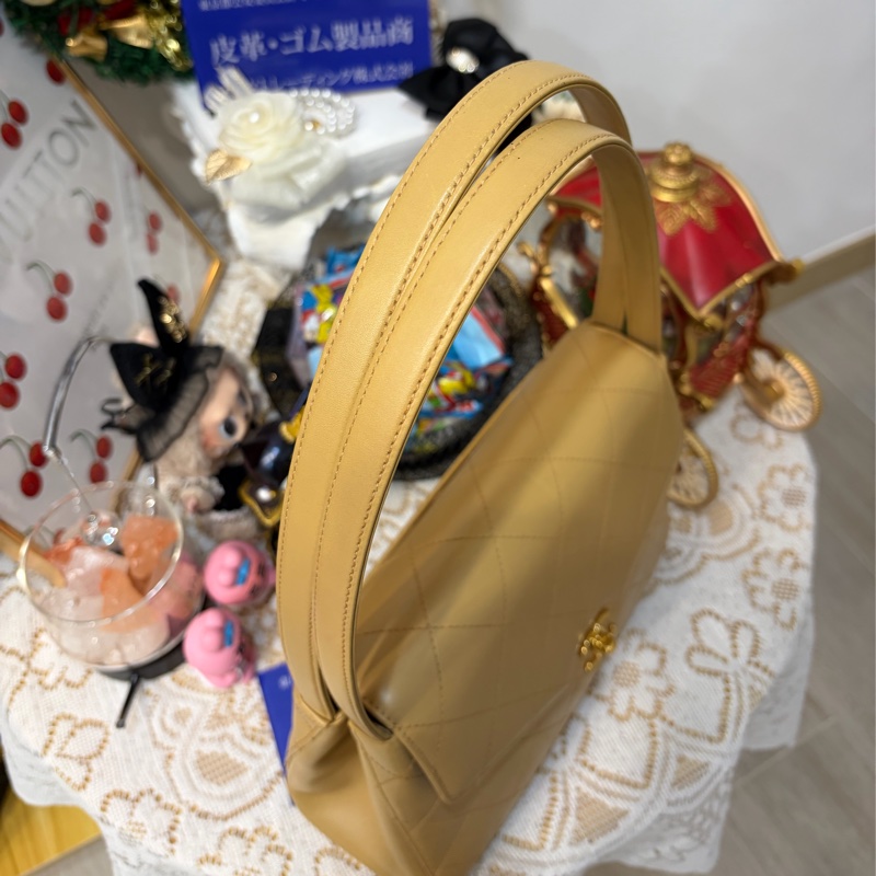 Chanel 香奈兒 Kelly 中古 奶茶色 米色 老香 腋下-14