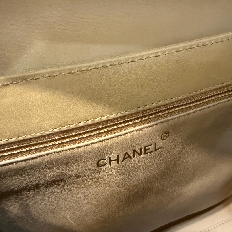 Chanel 香奈兒 Kelly 中古 奶茶色 米色 老香 腋下-19