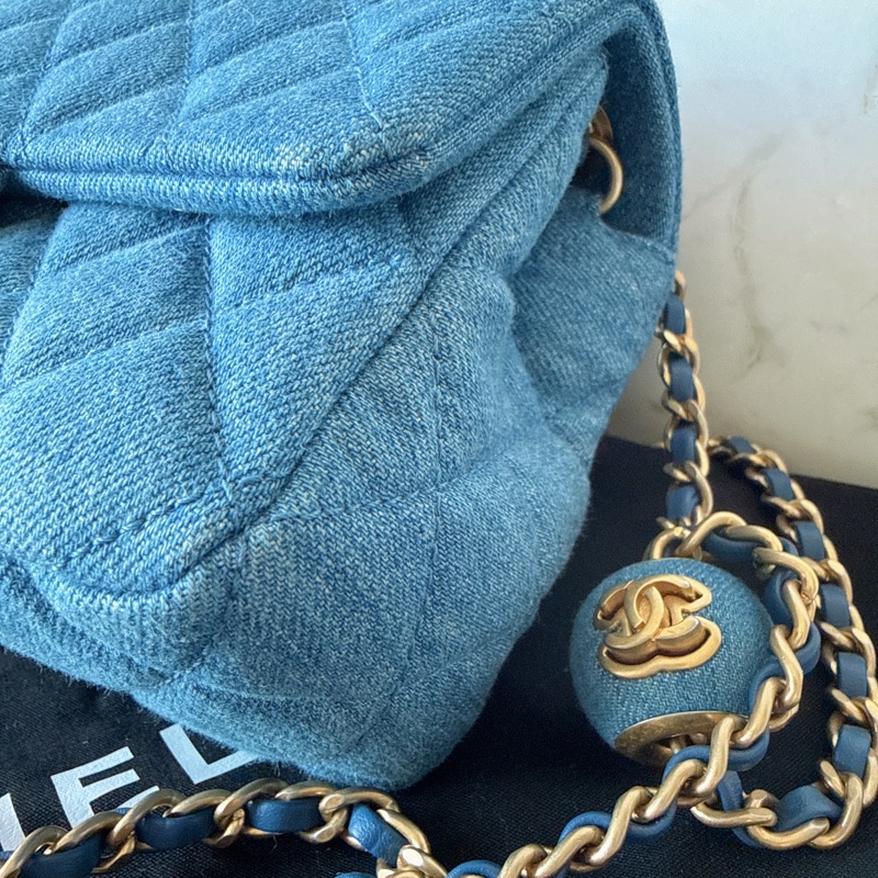 近全新✨Chanel CF20 coco 牛仔金球 鏈條包  芯片款晶片款 有購證 情人節禮物-3