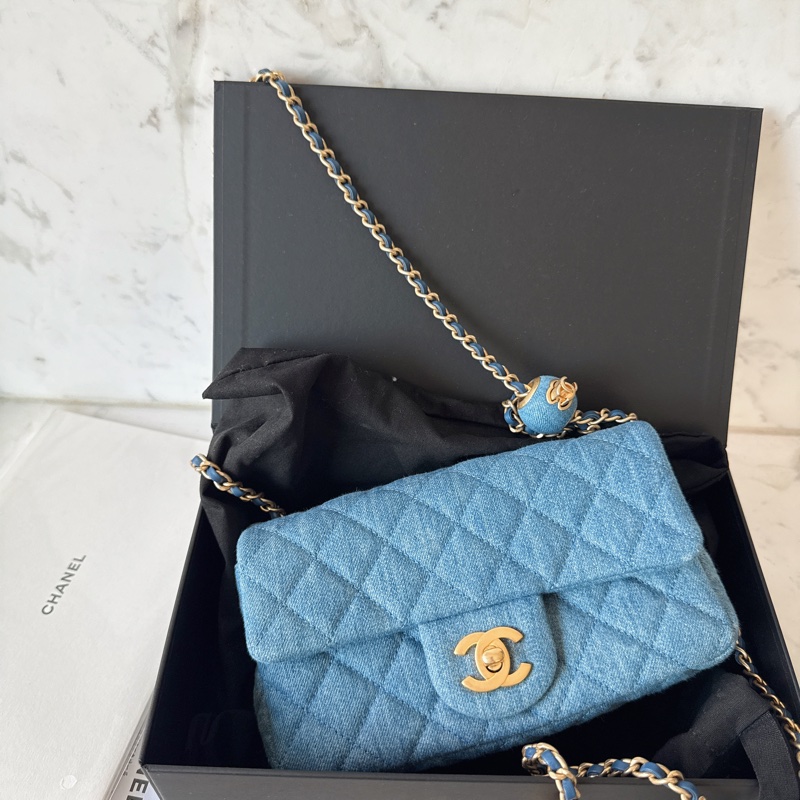 近全新✨Chanel CF20 coco 牛仔金球 鏈條包  芯片款晶片款 有購證 情人節禮物-5