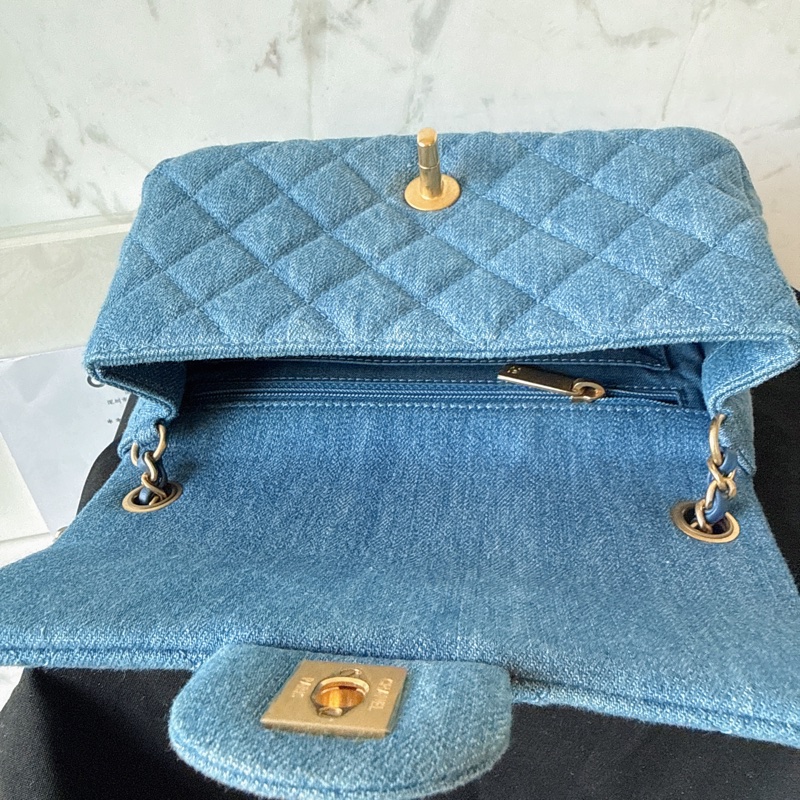 近全新✨Chanel CF20 coco 牛仔金球 鏈條包  芯片款晶片款 有購證 情人節禮物-14