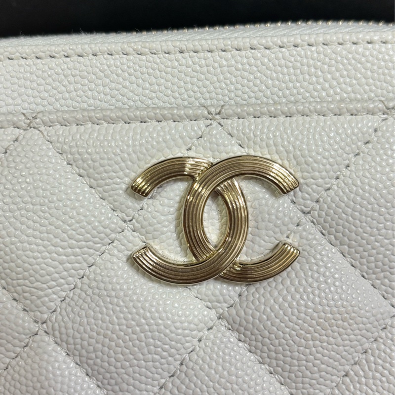 Chanel 粒紋小牛皮零錢包 吐司包零錢包 白色🤍 芯片款-1