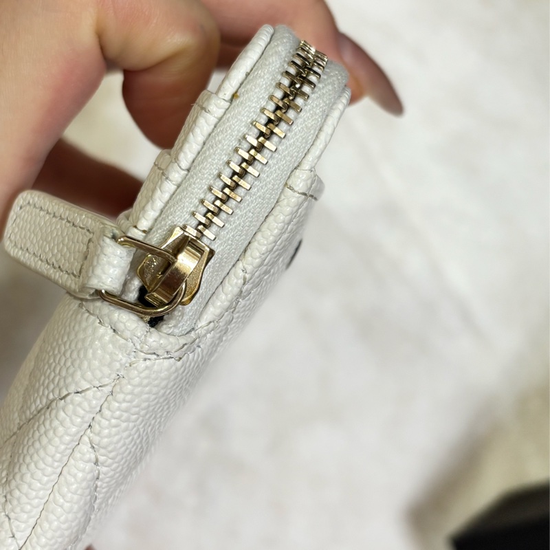 Chanel 粒紋小牛皮零錢包 吐司包零錢包 白色🤍 芯片款-6