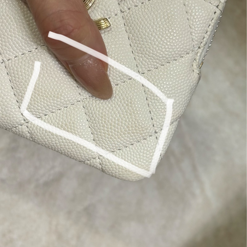 Chanel 粒紋小牛皮零錢包 吐司包零錢包 白色🤍 芯片款-10