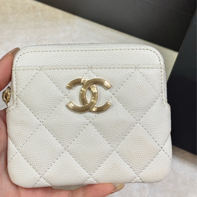 Chanel 粒紋小牛皮零錢包 吐司包零錢包 白色🤍 芯片款-19
