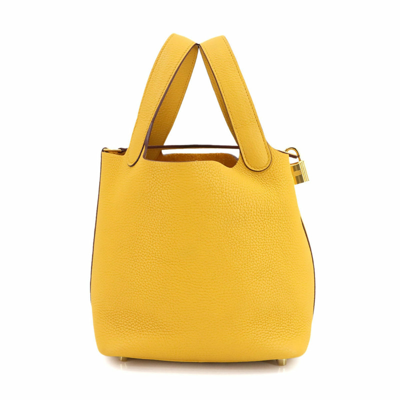 Hermes Hermès Picotin Lock PM 手提包，採用 Taurillon Clemence 皮革，並帶有“Jaune Ambre”D 印記。-1