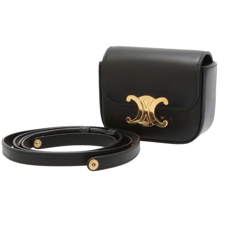 🎉新品好折扣✨Celine 10I513 閃亮小牛皮迷你凱旋門包 黑色-8