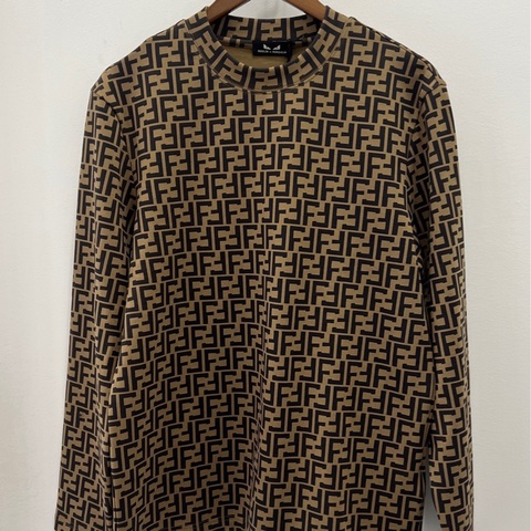 Fendilor 54碼 王總25-13 咖色FF長袖加絨T恤 size