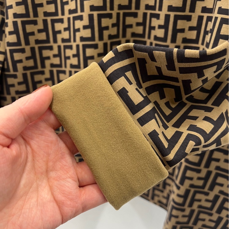 Fendilor  54碼 王總25-13 咖色FF長袖加絨T恤 size-2