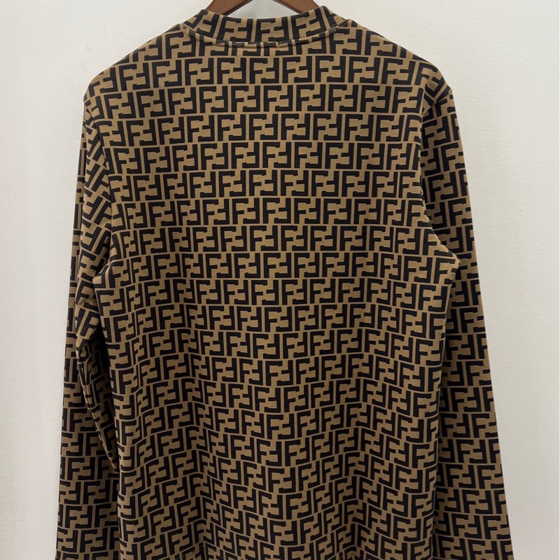 Fendilor  54碼 王總25-13 咖色FF長袖加絨T恤 size-3