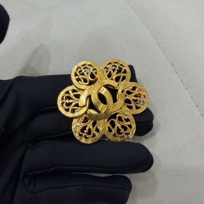 Chanel 香奈兒 鍍金胸針 心口針 老香-0