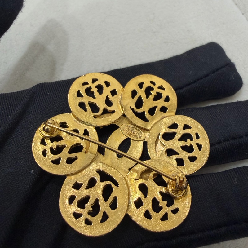 Chanel 香奈兒 鍍金胸針 心口針 老香-2