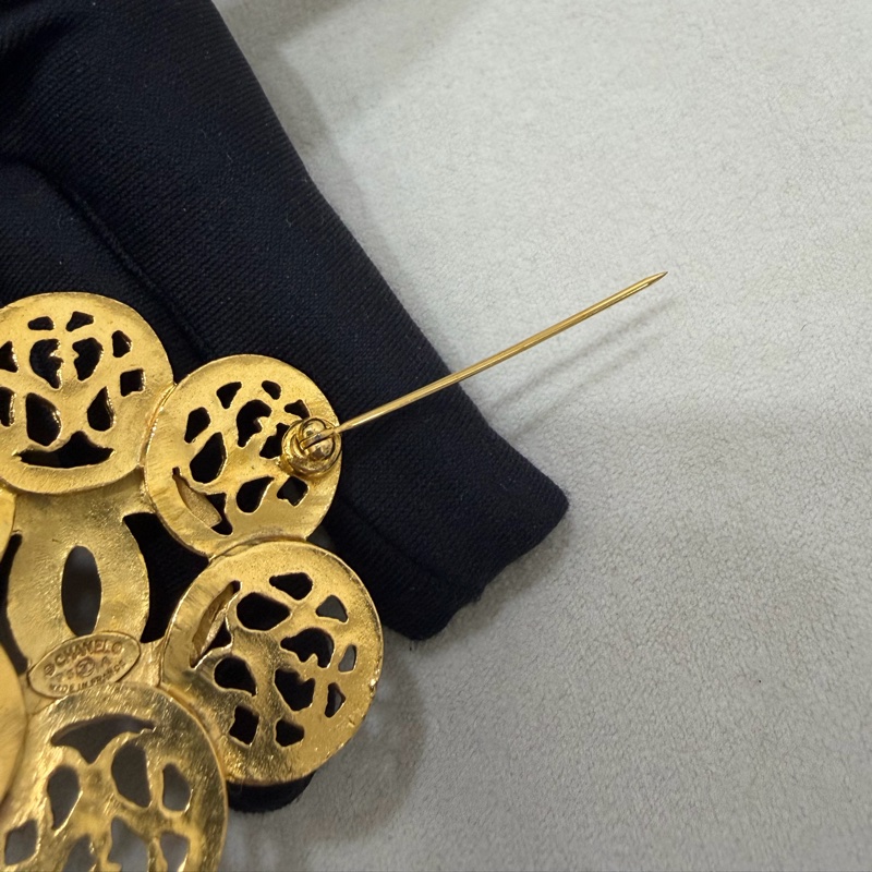 Chanel 香奈兒 鍍金胸針 心口針 老香-5