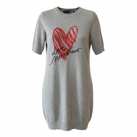 MOSCHINO 灰色愛心短袖針織洋裝