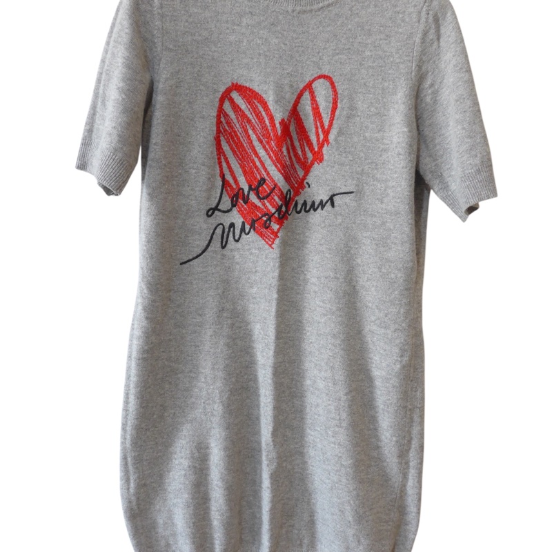 MOSCHINO 灰色愛心短袖針織洋裝-1