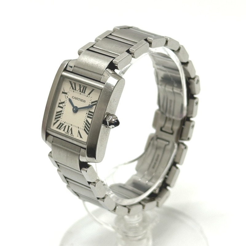卡地亞 Tank Française SM 石英腕錶，不鏽鋼，女士，銀色，W51008Q3-1