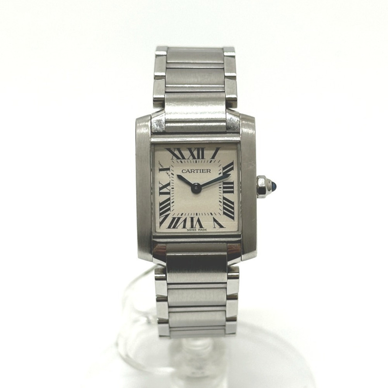 卡地亞 Tank Française SM 石英腕錶，不鏽鋼，女士，銀色，W51008Q3-2