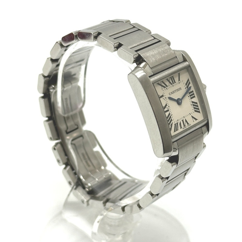 卡地亞 Tank Française SM 石英腕錶，不鏽鋼，女士，銀色，W51008Q3-3