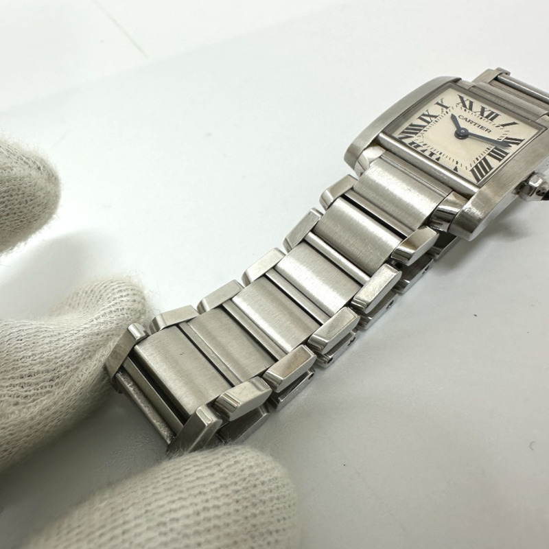 卡地亞 Tank Française SM 石英腕錶，不鏽鋼，女士，銀色，W51008Q3-10