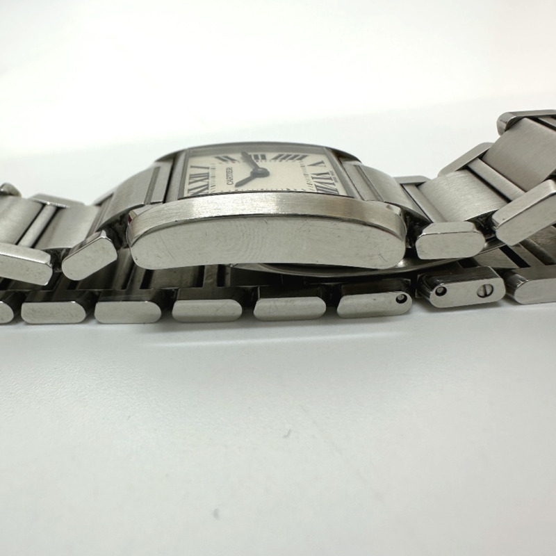 卡地亞 Tank Française SM 石英腕錶，不鏽鋼，女士，銀色，W51008Q3-12