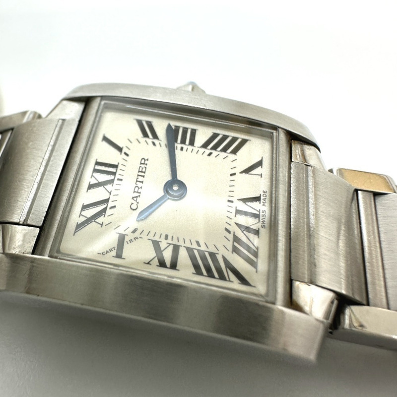 卡地亞 Tank Française SM 石英腕錶，不鏽鋼，女士，銀色，W51008Q3-13