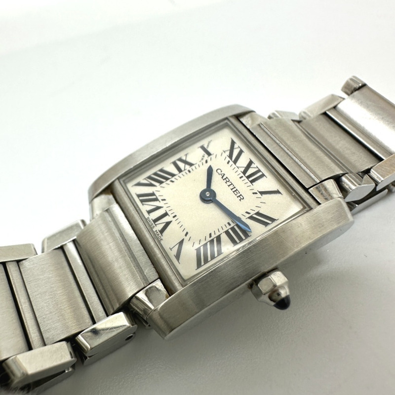 卡地亞 Tank Française SM 石英腕錶，不鏽鋼，女士，銀色，W51008Q3-14