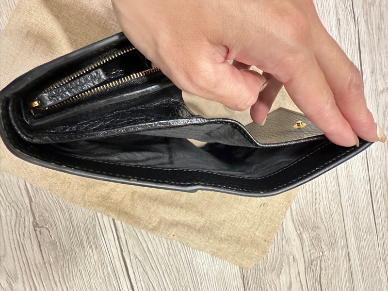 GUCCI GG 皮革帆布雙色壓釦短夾-3