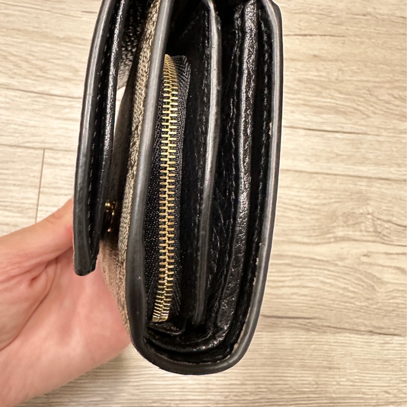 GUCCI GG 皮革帆布雙色壓釦短夾-7