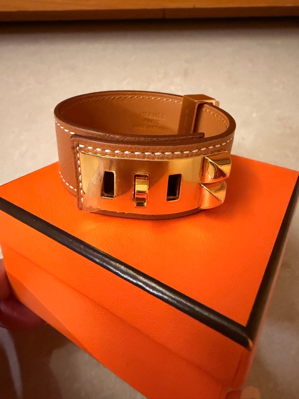 未使用過Hermes 愛馬仕Collier de Chien 24小牛皮手環-1