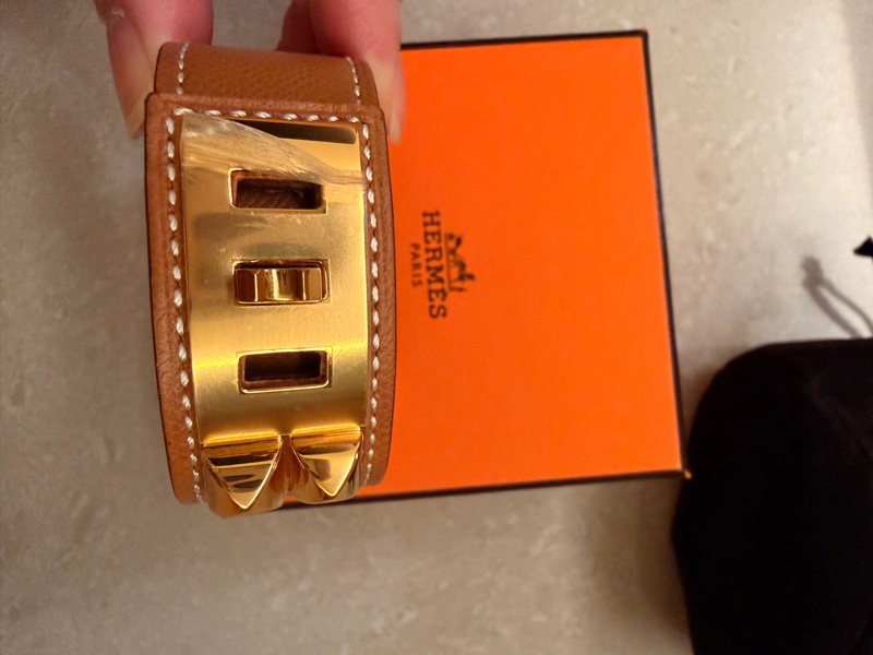 未使用過Hermes 愛馬仕Collier de Chien 24小牛皮手環-4