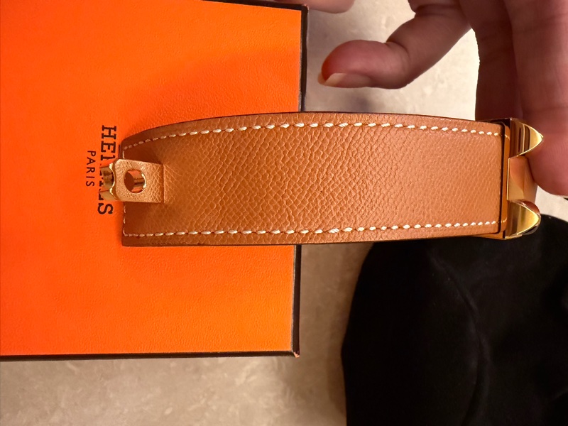 未使用過Hermes 愛馬仕Collier de Chien 24小牛皮手環-6