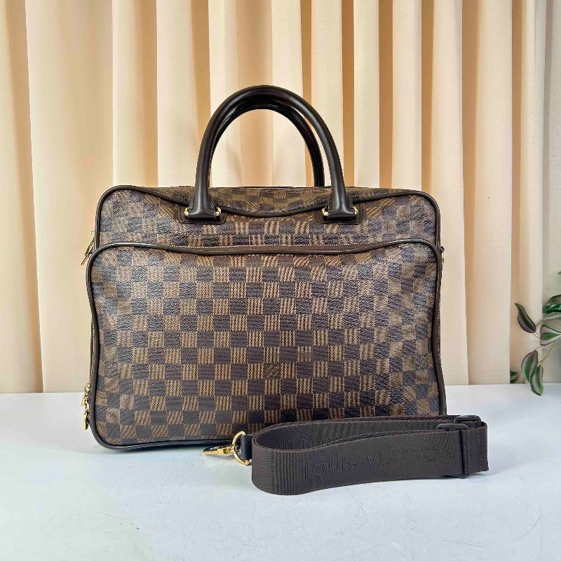 LV路易威登 棕色棋盤格男士電腦公事包 帶肩帶-0