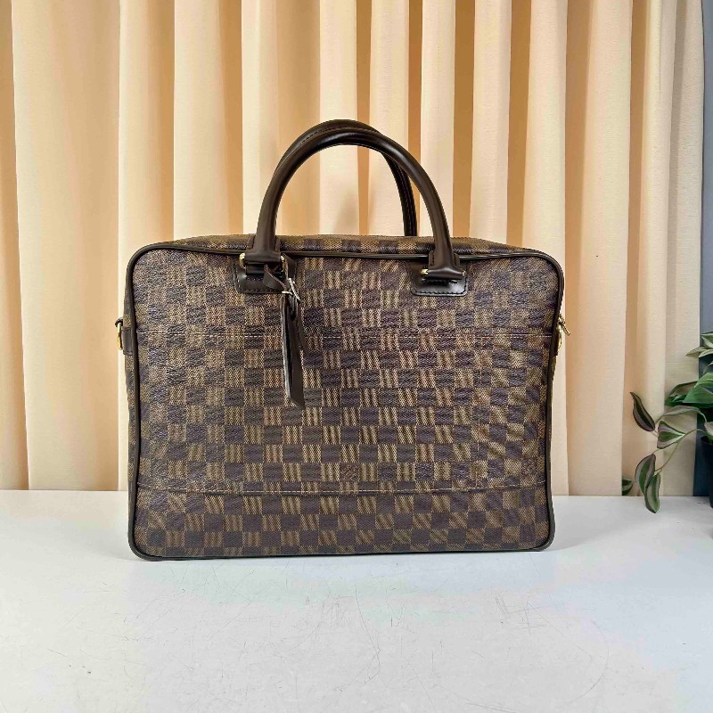 LV路易威登 棕色棋盤格男士電腦公事包 帶肩帶-1