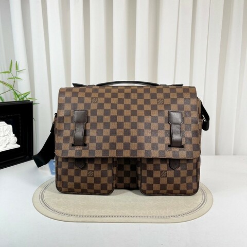 LV Broadway 棕棋盤 雙袋 郵差包