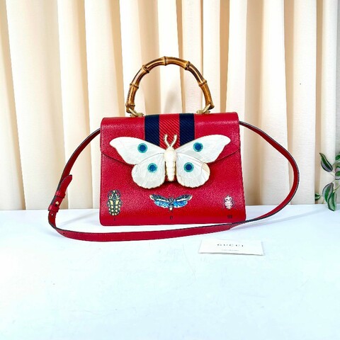 GUCCI 秀款系列 珍珠貝母蝴蝶竹節手柄 手提包肩背包