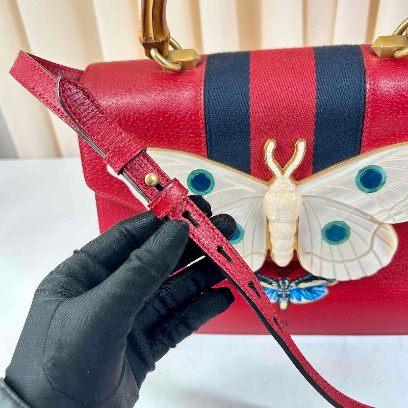 GUCCI 秀款系列 珍珠貝母蝴蝶竹節手柄 手提包肩背包-8