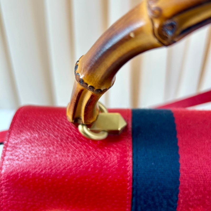 GUCCI 秀款系列 珍珠貝母蝴蝶竹節手柄 手提包肩背包-17