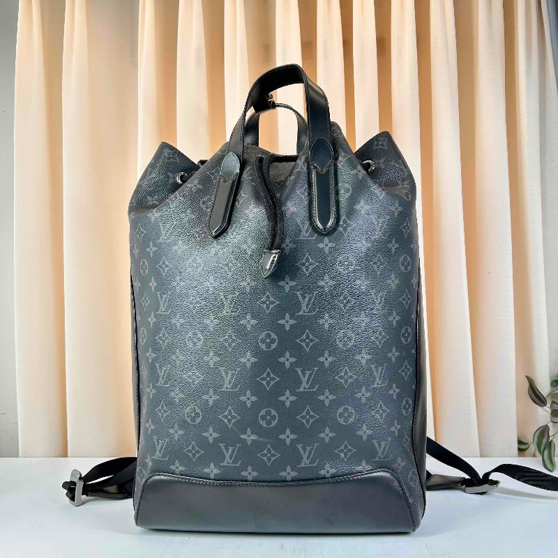 LV路易威登 黑色老花explorer 系列抽繩 後背包-0