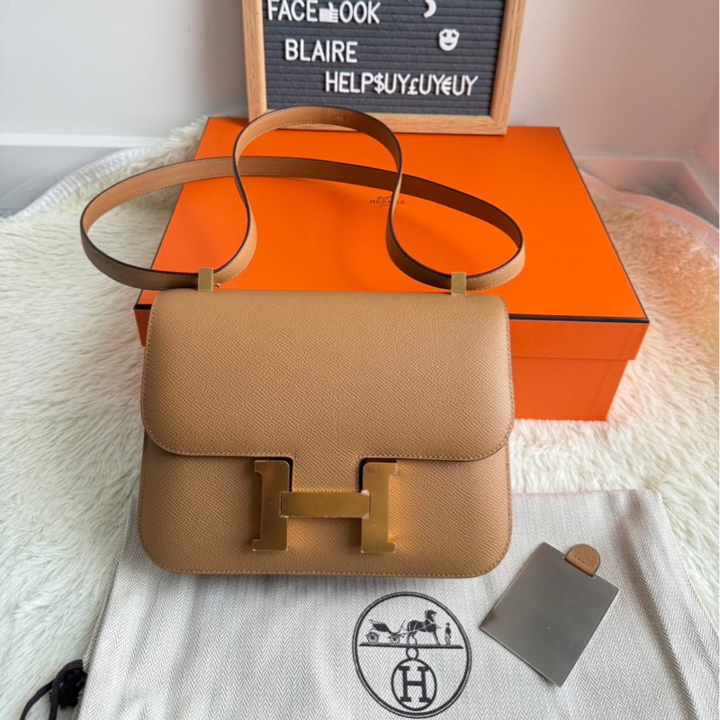 Hermès 愛馬仕 Constance康康24/有附鏡子款🪞 Biscuit餅乾色/金釦-0