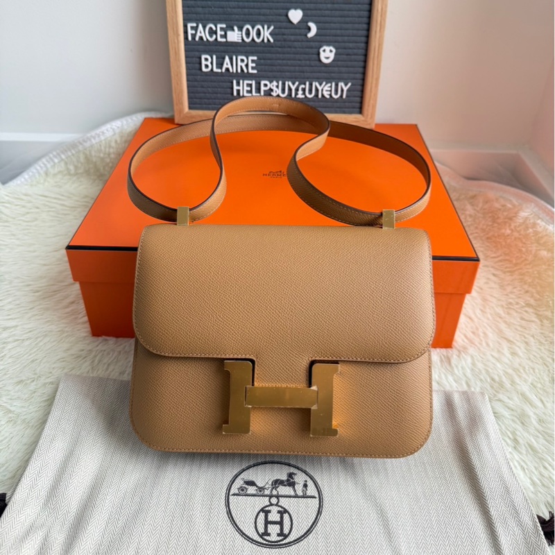 Hermès 愛馬仕 Constance康康24/有附鏡子款🪞 Biscuit餅乾色/金釦-1