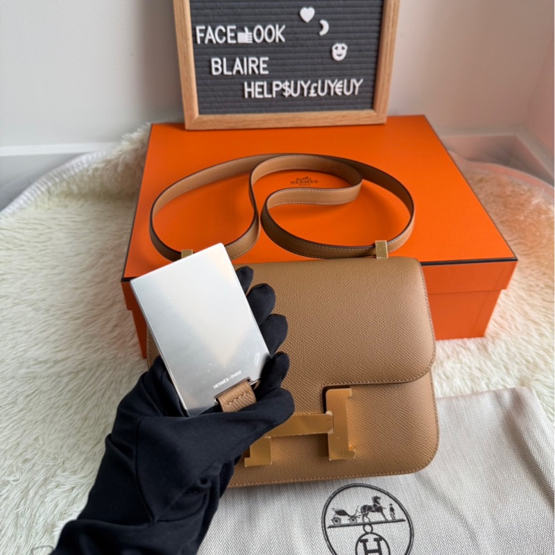 Hermès 愛馬仕 Constance康康24/有附鏡子款🪞 Biscuit餅乾色/金釦-8