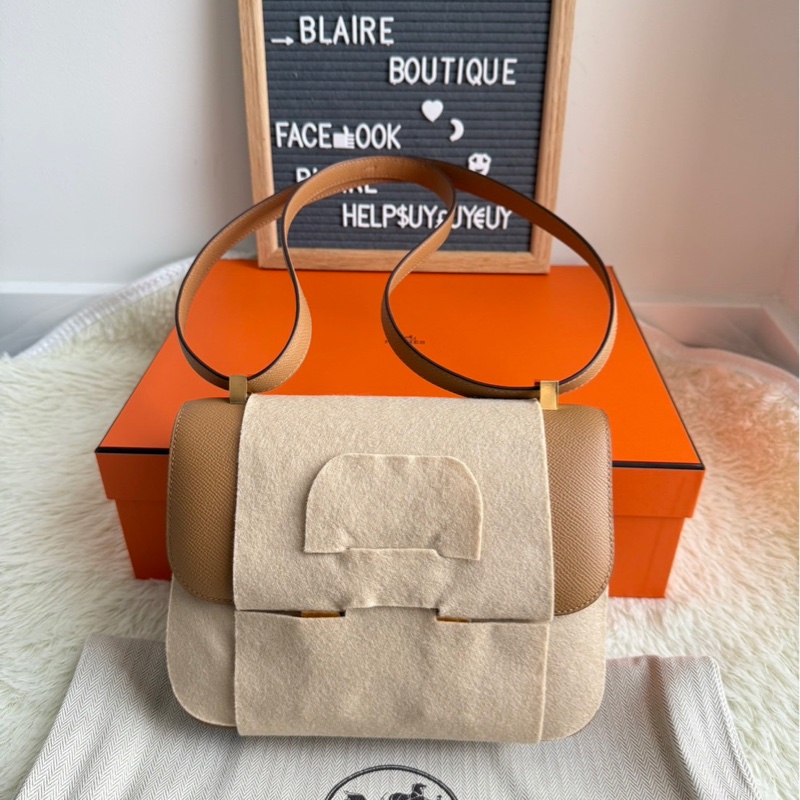Hermès 愛馬仕 Constance康康24/有附鏡子款🪞 Biscuit餅乾色/金釦-9