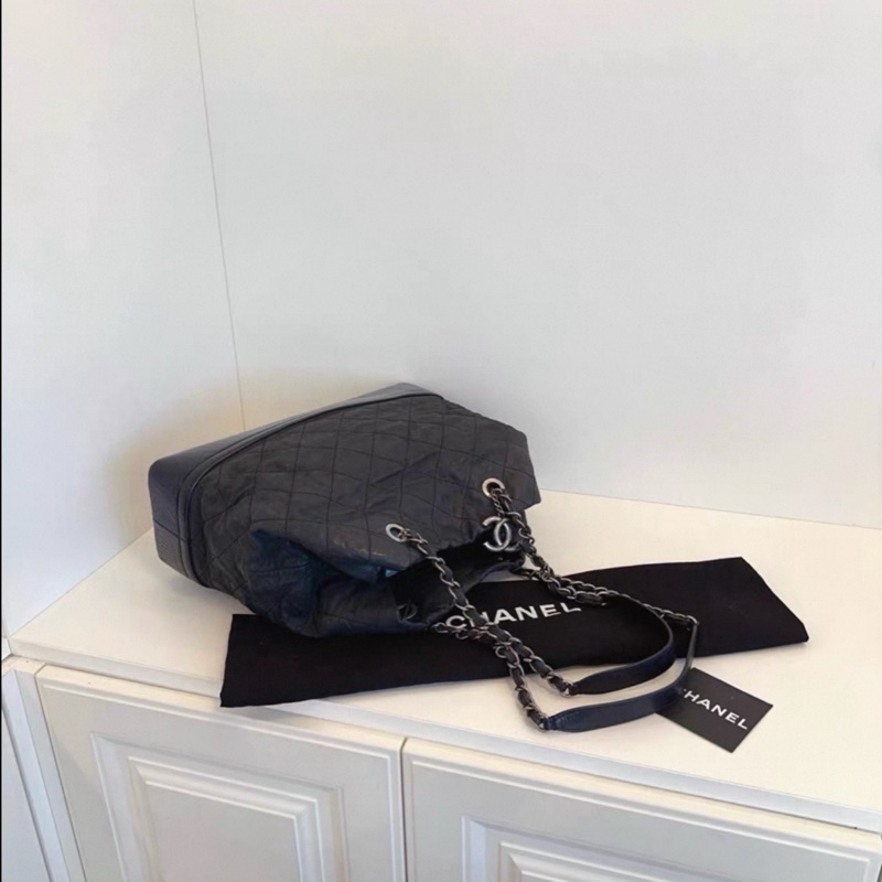 Chanel • 稀有黑銀XXL 做舊牛皮流浪托特包 有保卡、小票✔️-6