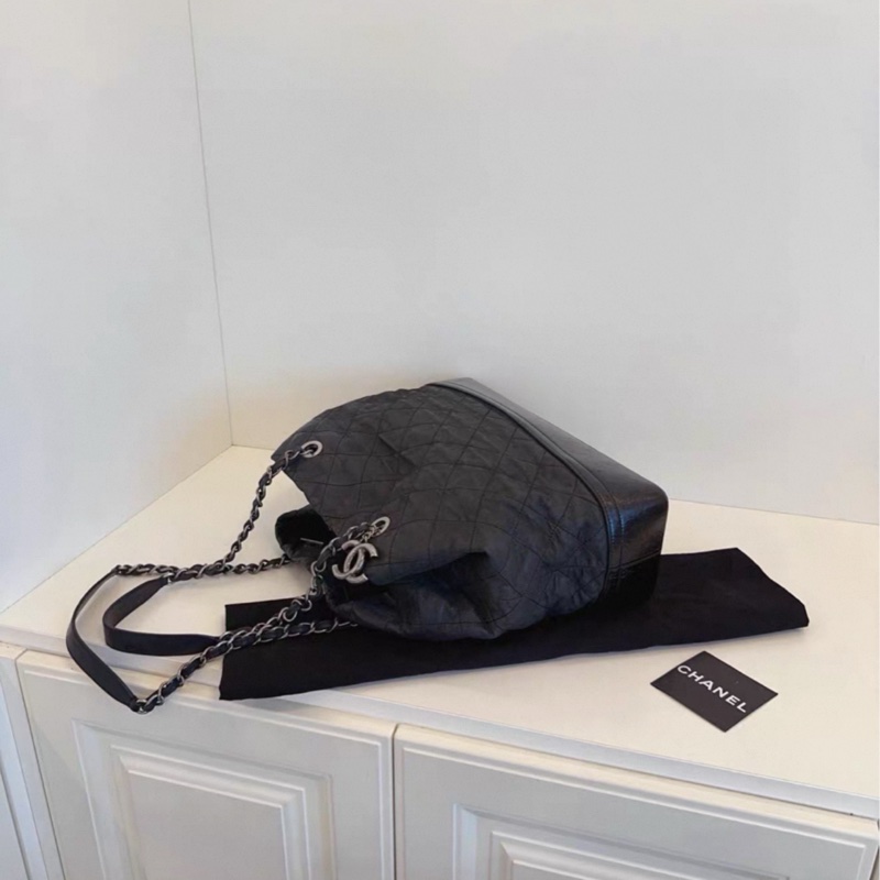 Chanel • 稀有黑銀XXL 做舊牛皮流浪托特包 有保卡、小票✔️-8