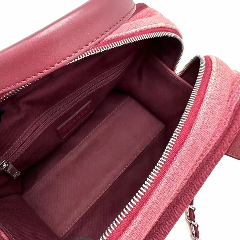 CHANEL紅色銀扣手提肩背保齡球沙灘包 26*17*11 98新配件塵袋保卡購證-2