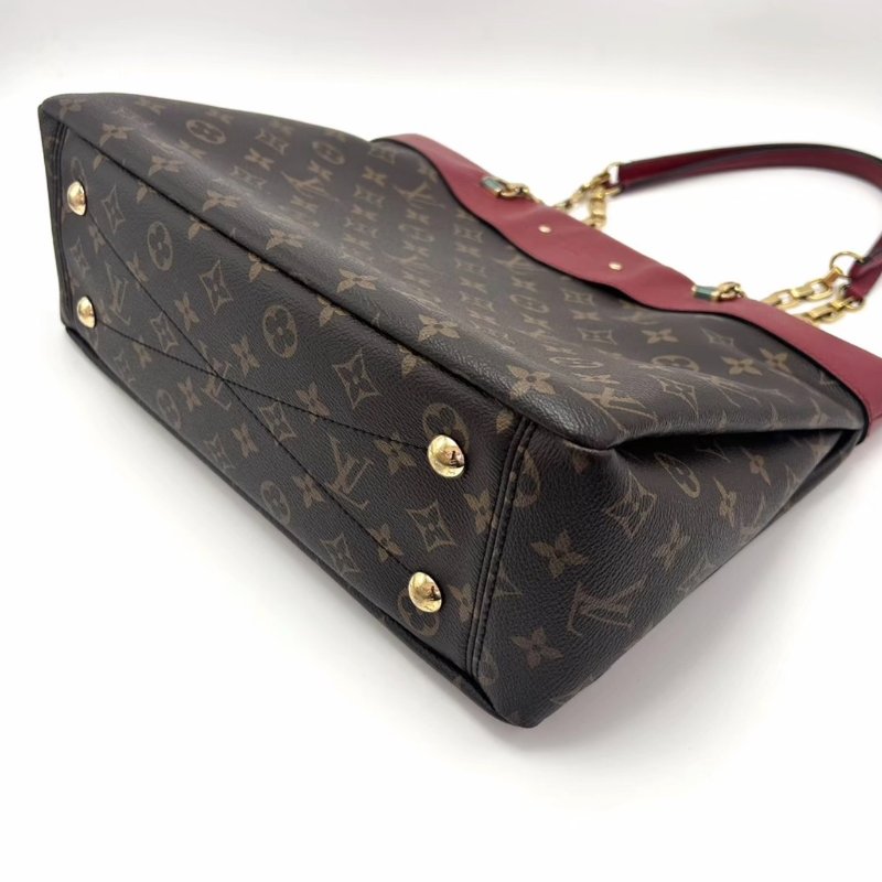 LV PALLAS經典老花拼紅色肩背包34*26*12.5 98新配件塵袋-4